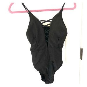 Black Criss Cross Swimsuit